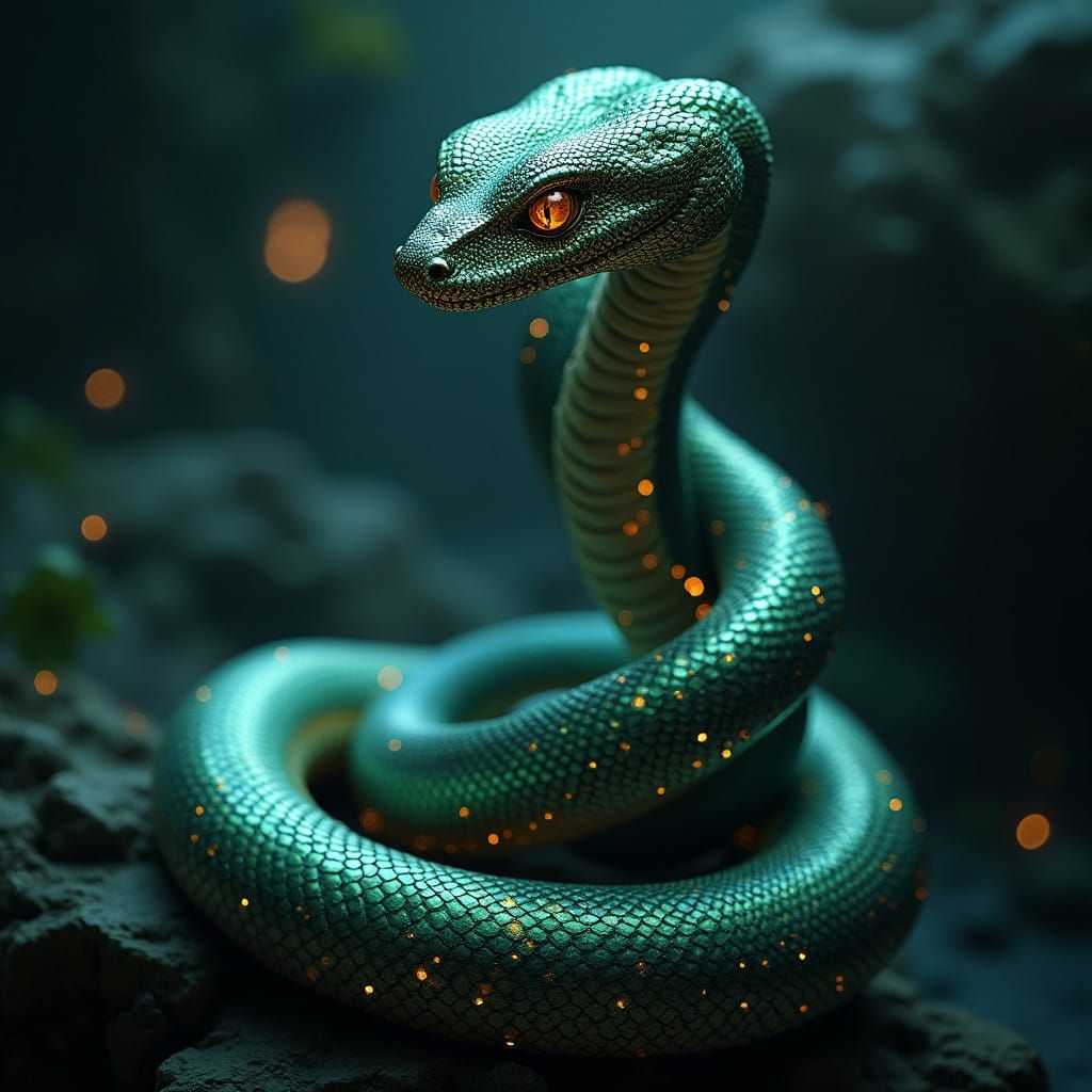 Enchanted Snake Goddess in Iridescent Hues