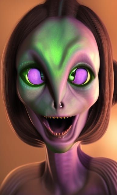 Joyful Alien Girlfriend Welcomes Someone Home