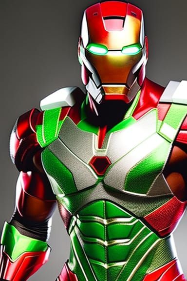 Ironman in White and Red Muscled Armor