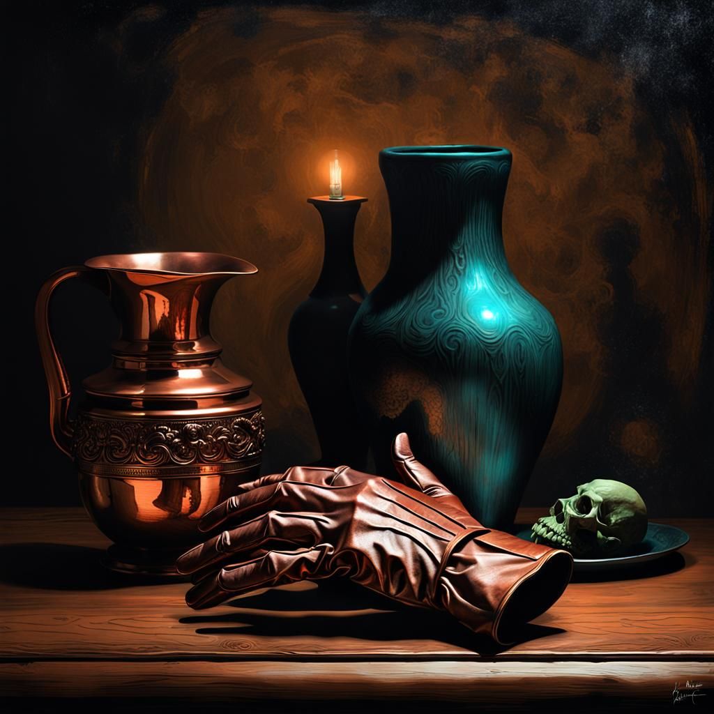 Horrorpunk Still Life with Glove and Vase