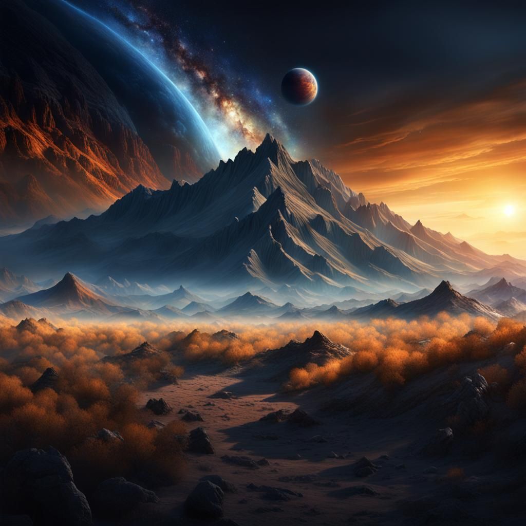 Cosmic Mountain: Universe in View, Digital Matte Painting