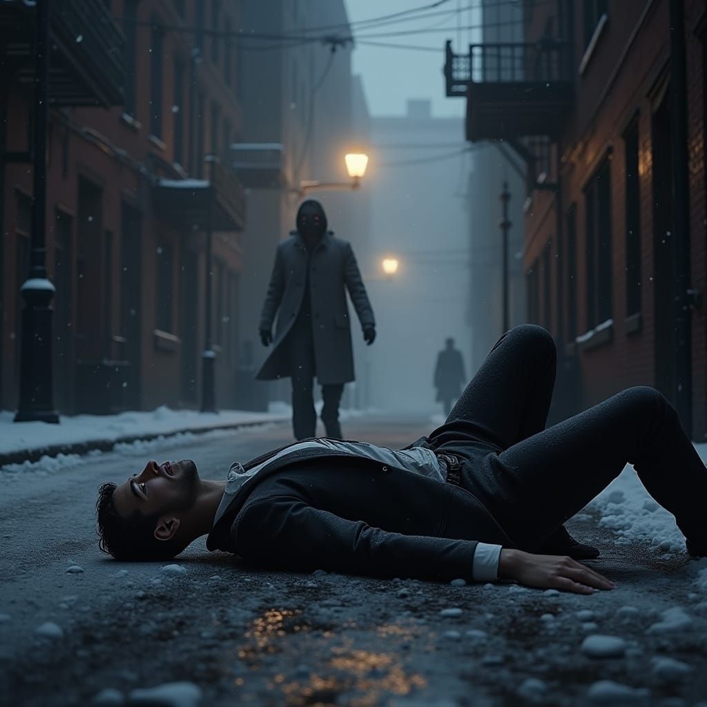 Brooklyn Alleyway Ambush in Comic Book Style