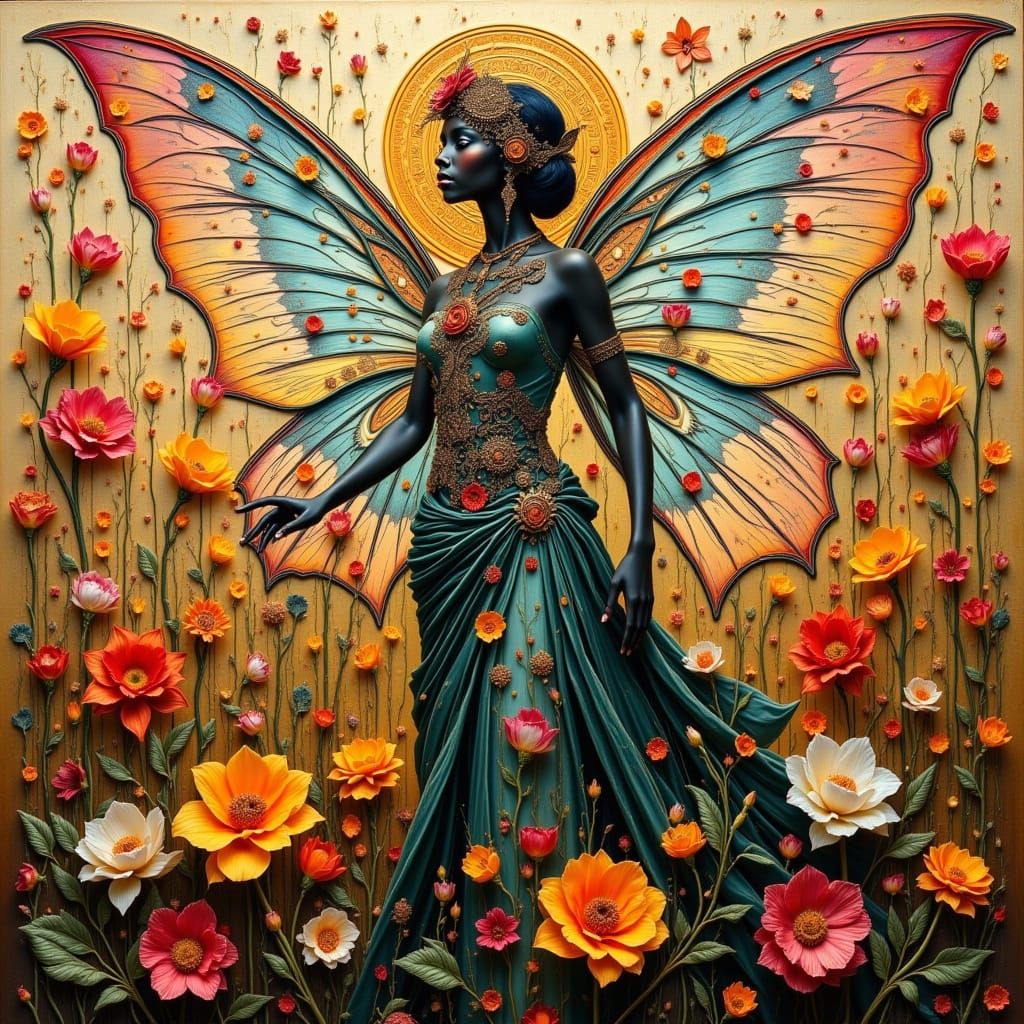 Elegant Fairy in Vibrant Abstract Style