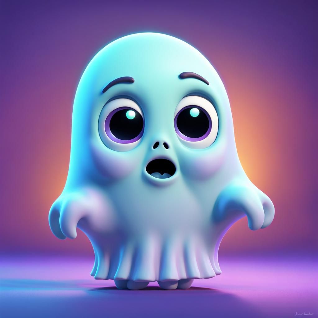 Shy Ghost Concept Art in Pixar Disney Style