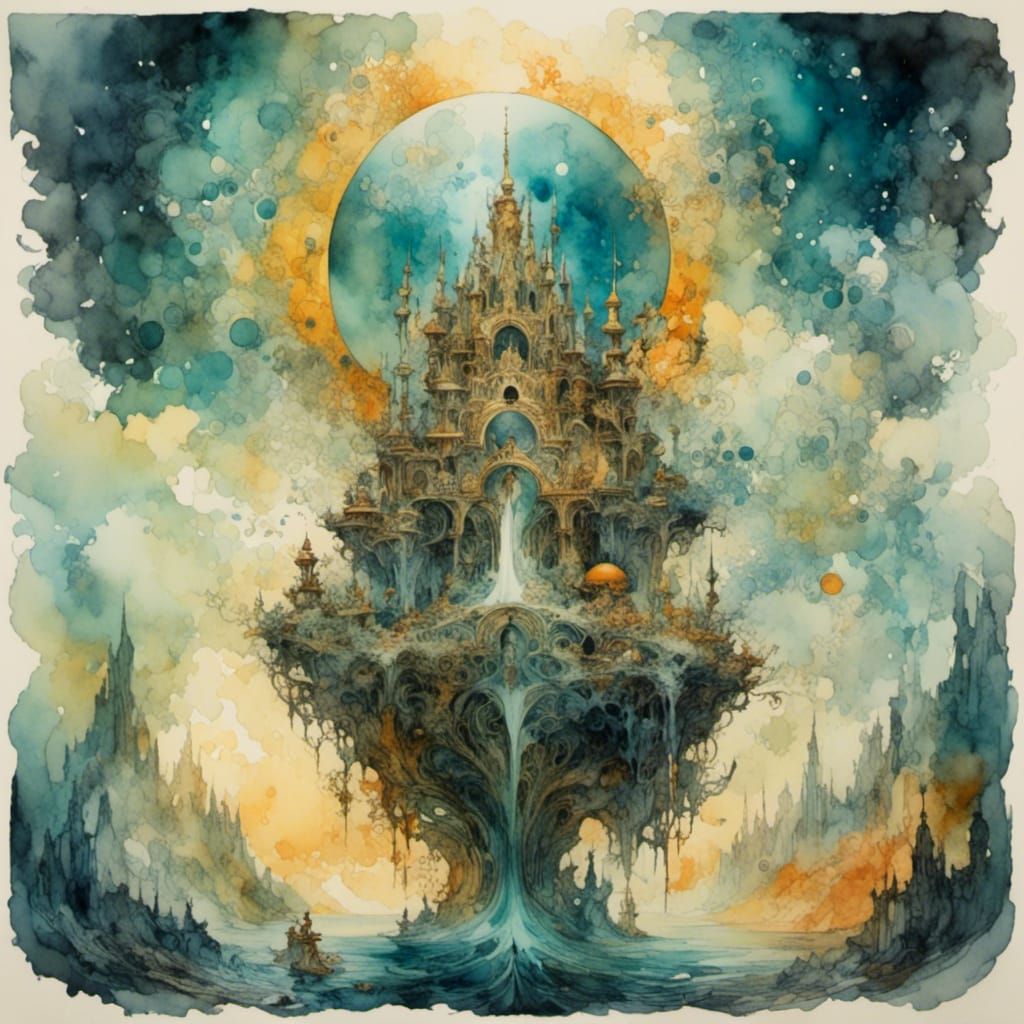 Romantic Watercolor Metaphysical Pants Illustration