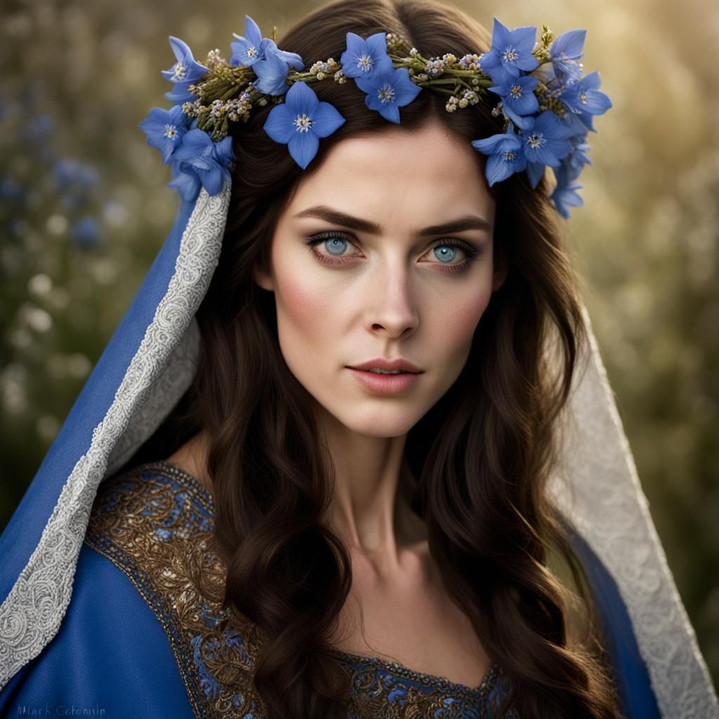 Gorgeous Winter Queen Portrait with Flowers