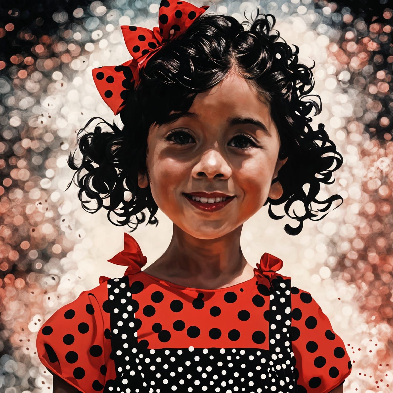 Happy Girl in Polka Dots, Impressionistic Style