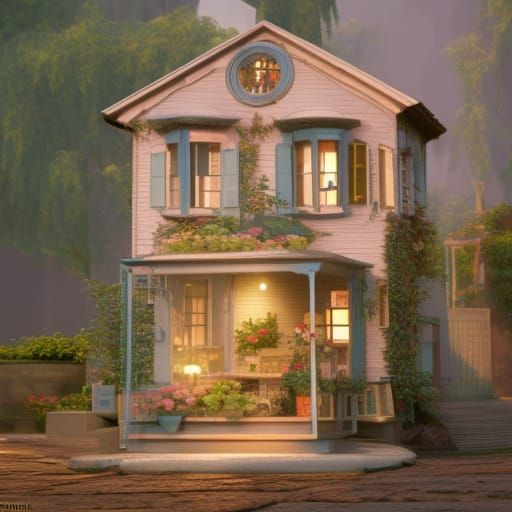 Gorgeous Miniaturepunk Dollhouse in 3D Pixar Style