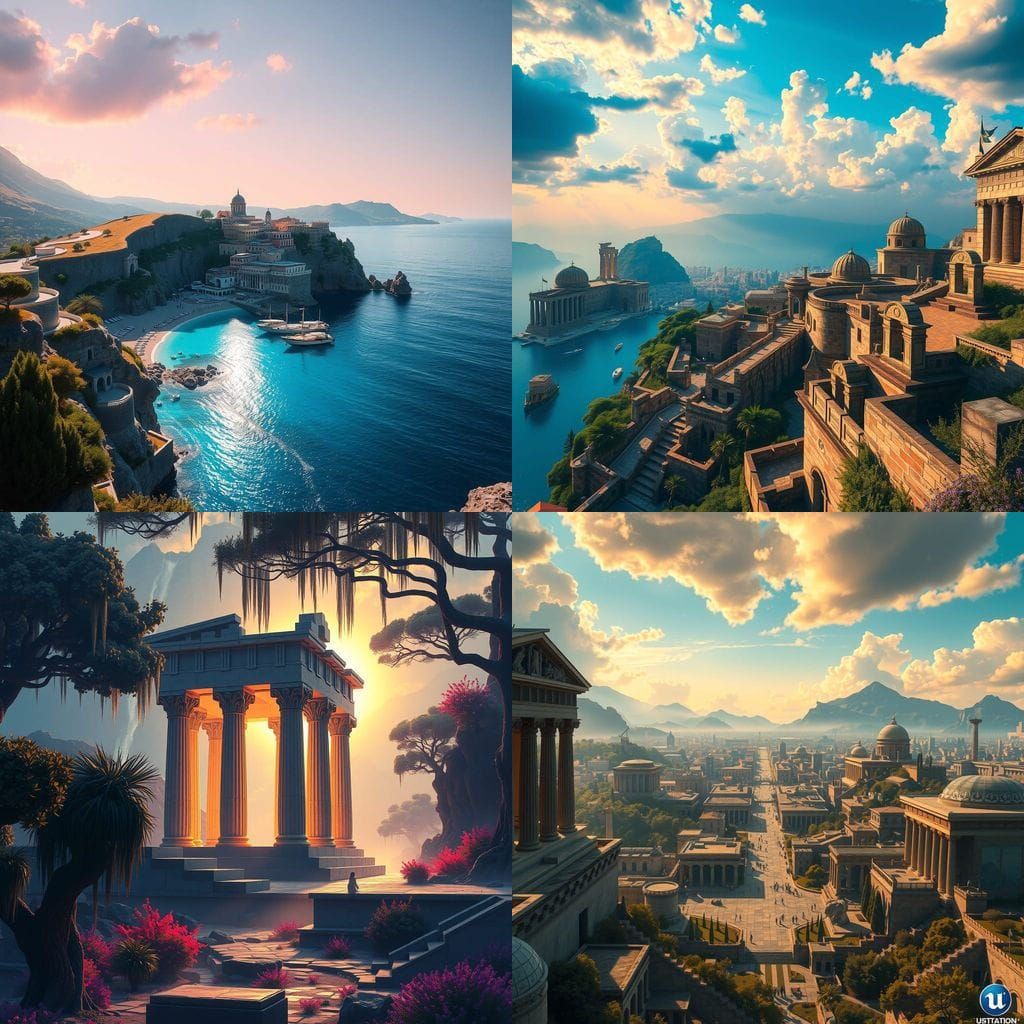Fantastical Greece: A Detailed, Dreamlike Landscape