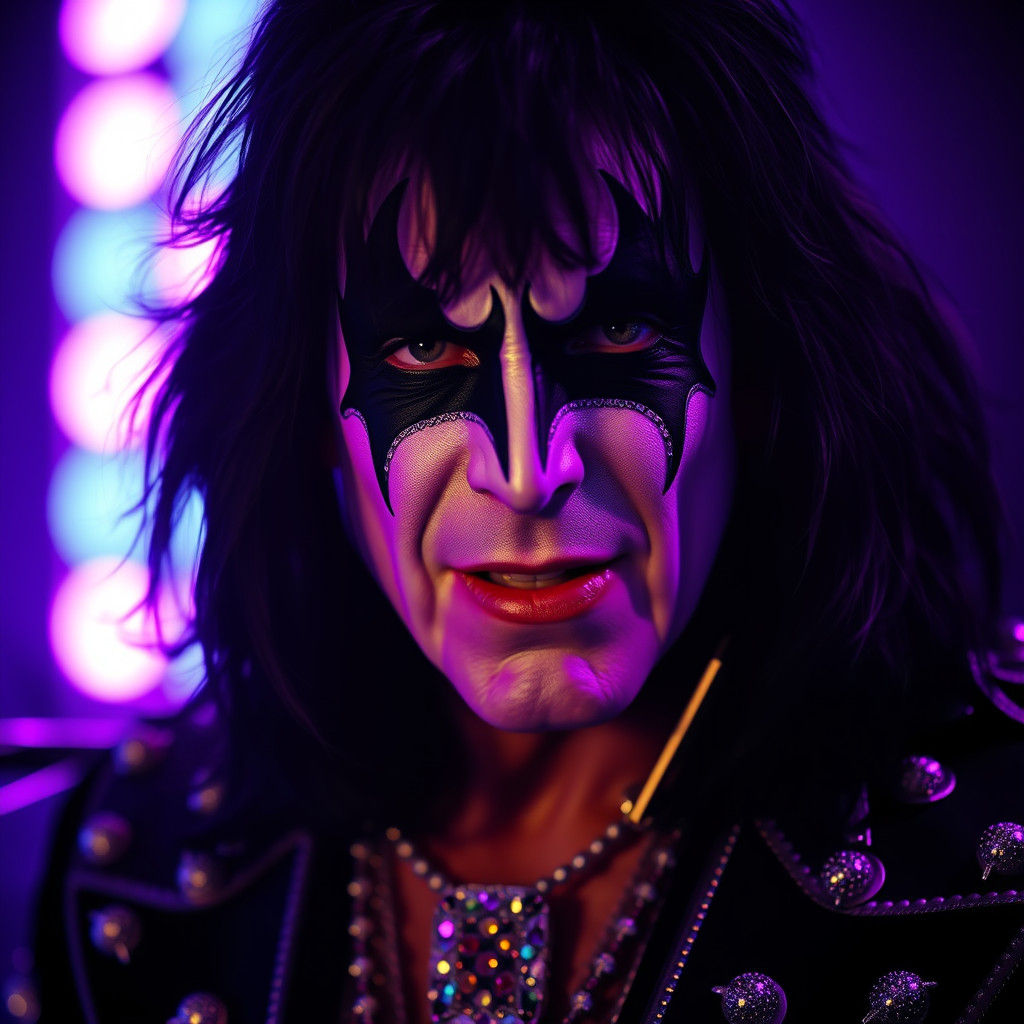 Paul Stanley in Purple Neon: 1970s Rock Concert