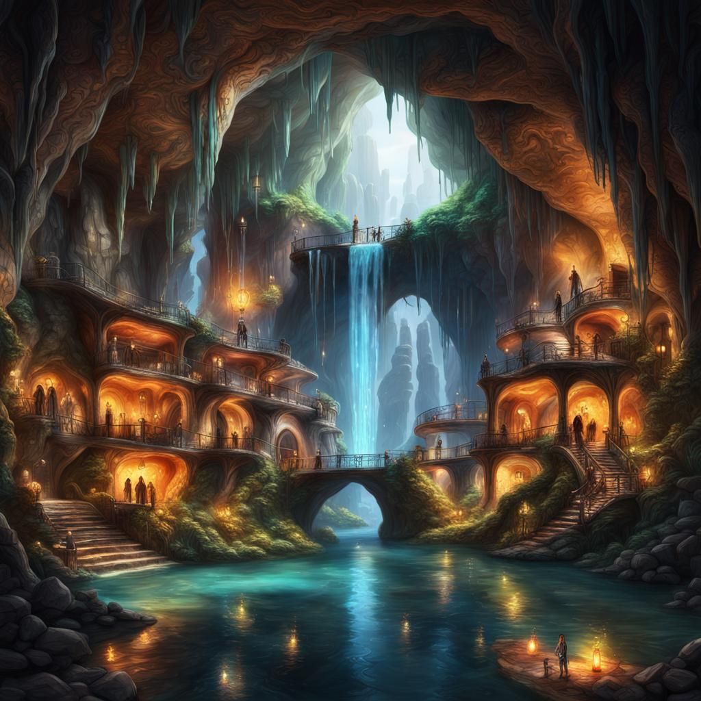 Epic Underground Fantasy City in a Cave