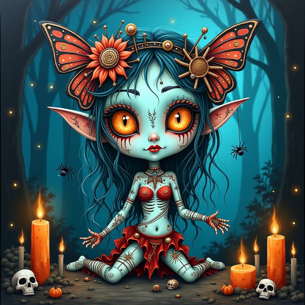 Ethereal Punk Pixie Cinderella Voodoo Doll in Forest