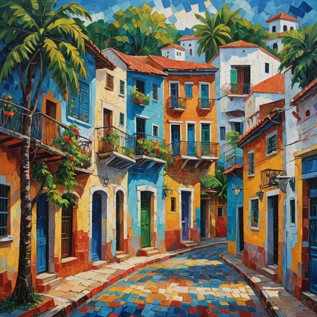 Puerto Rico in Expressionist Neo-Impressionism Style
