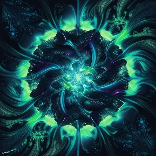 Bioluminescent Immunoglobulins in Fractal Art Style