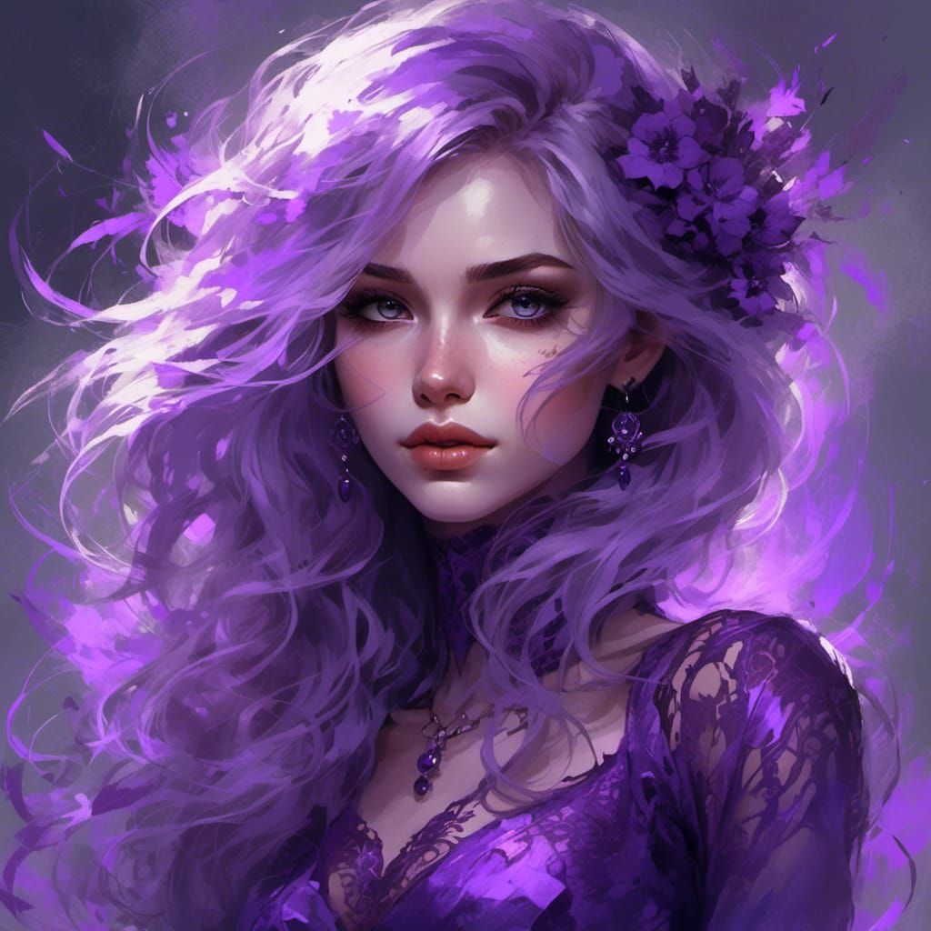 Alluring Metallic Figure in Electric Purple Hues