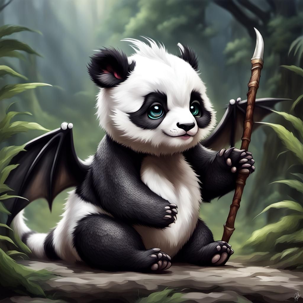 Realistic Cute Panda Dragon