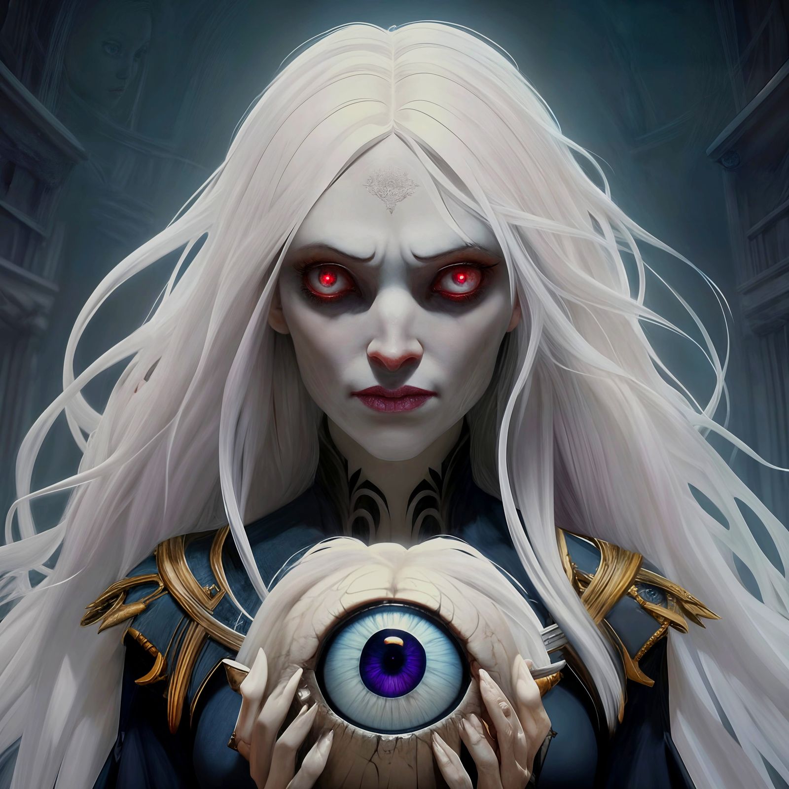 Haunting 3-Eyed Girl Portrait in Gustave Doré Style