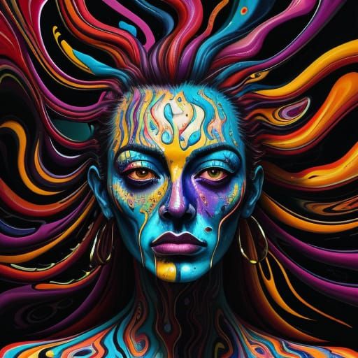 Melting Psychedelic Portrait in Surrealist Style