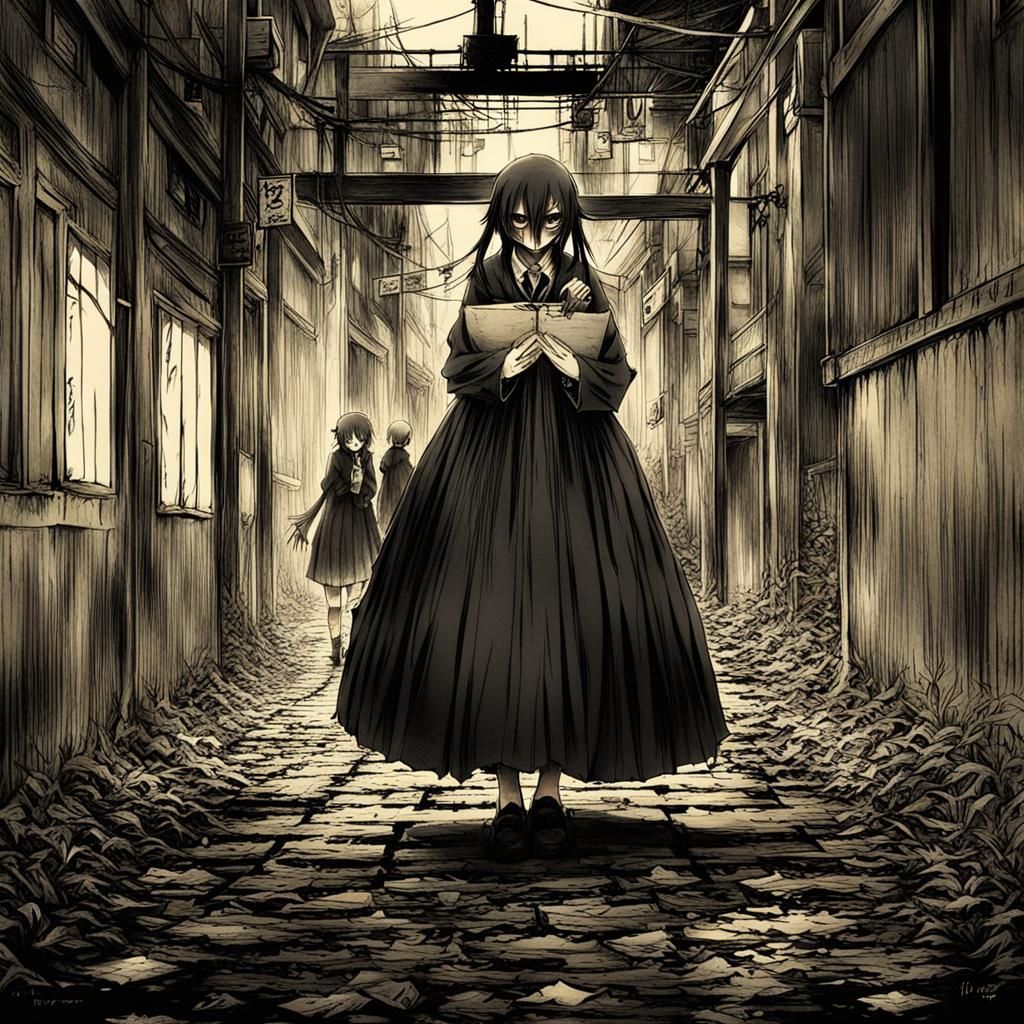 Creepy Anime Character in Manga Style