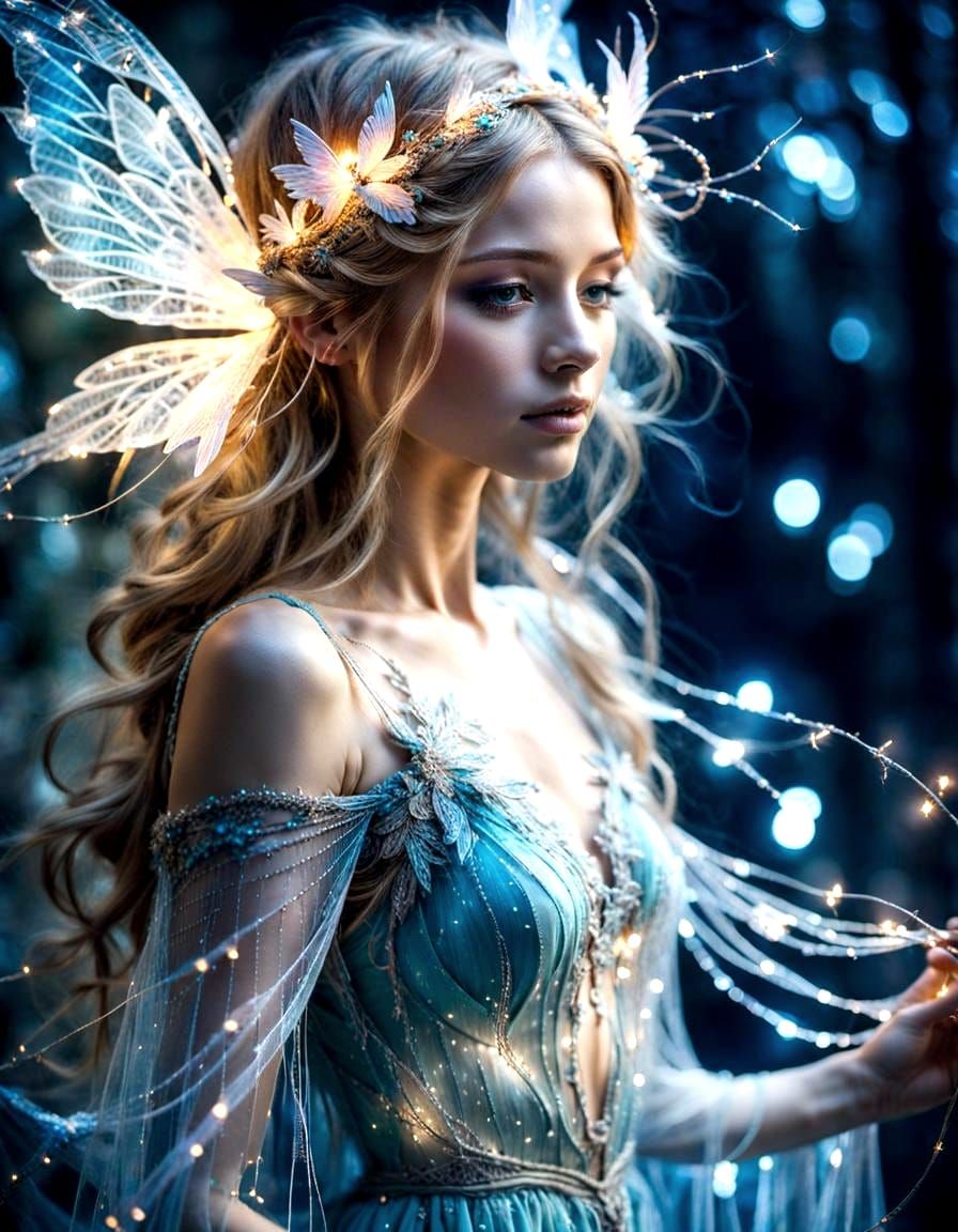 Hyperdetailed Fairy Composed of Lights