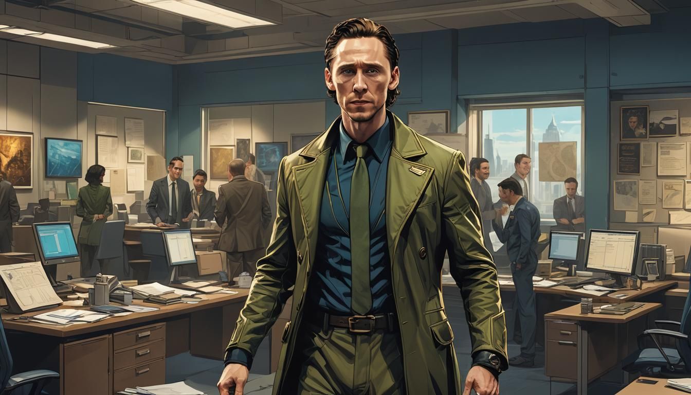 Loki in TVA Uniform: Comic Book Illustration