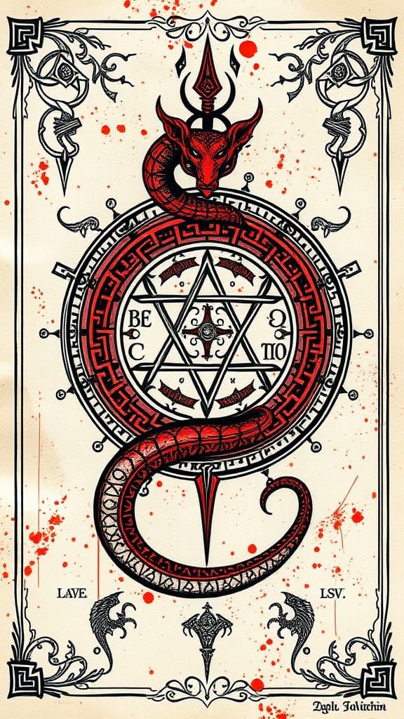 Mystical Serpent Sigil in Ink Sketch Style