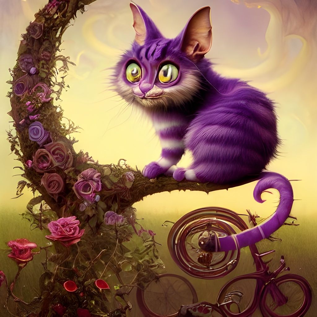 Sinister Cheshire Cat Cartoon in Detailed Style