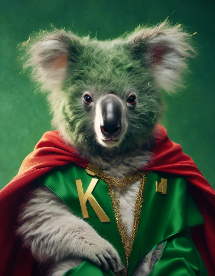 Superhero Koala Bear with Green Cape