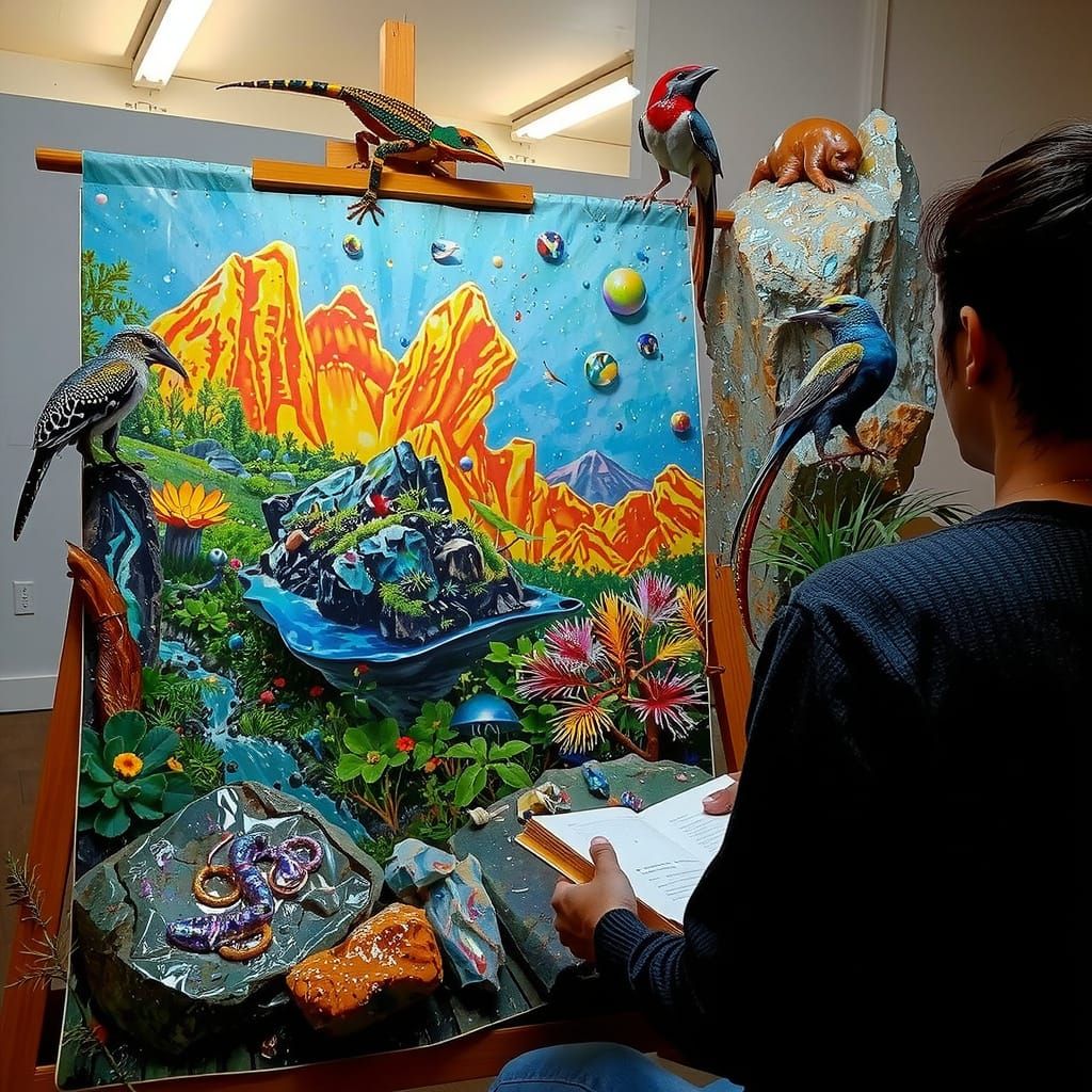 Surreal Cosmic Ecosystem of Flora and Fauna