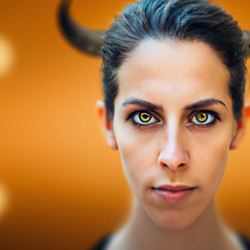 Aries Portrait: Beautiful Horned Woman in Studio Lighting