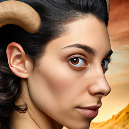 Portrait of Horned Woman in Professional Photography Style