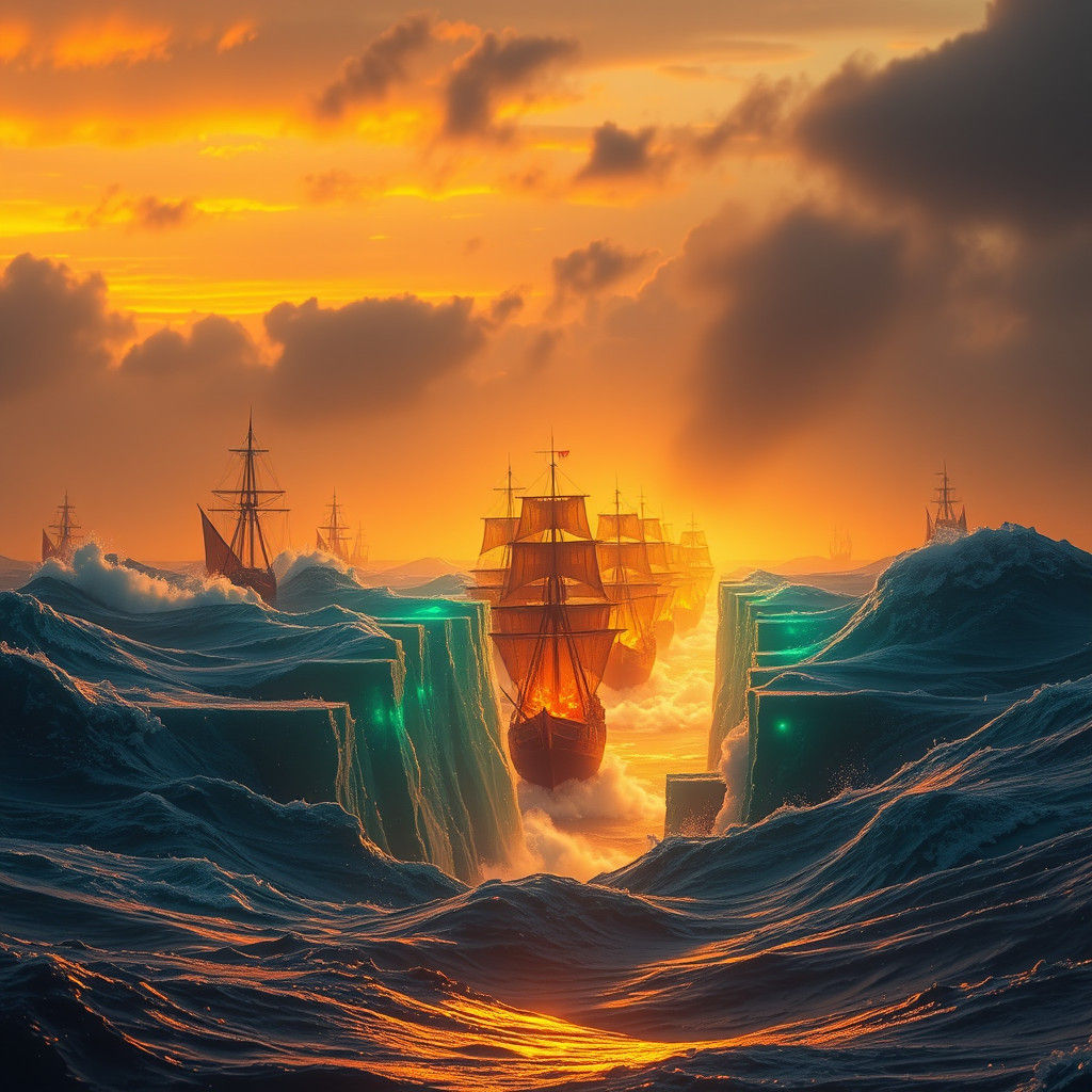 Ocean Crack at Dawn: Dramatic Digital Rendering