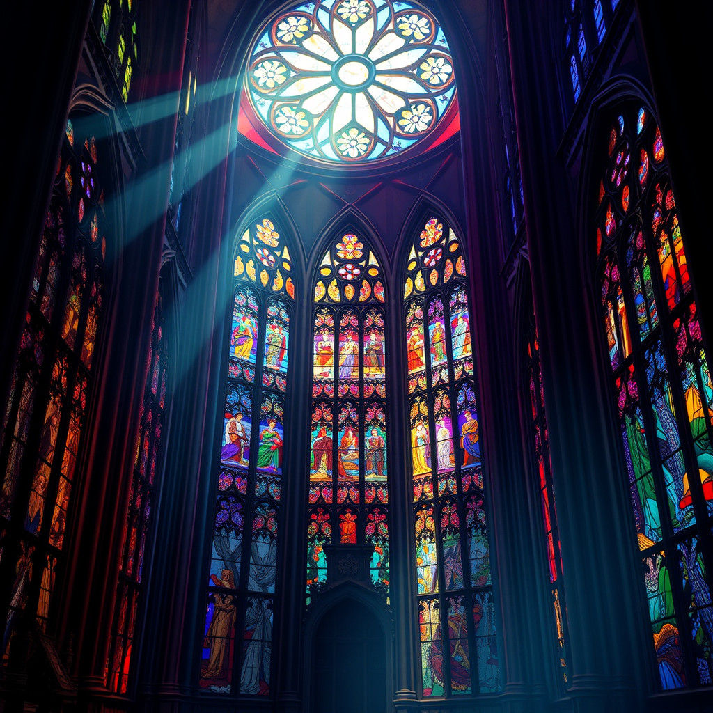 English Cathedral Stained Glass in Detailed Digital Art