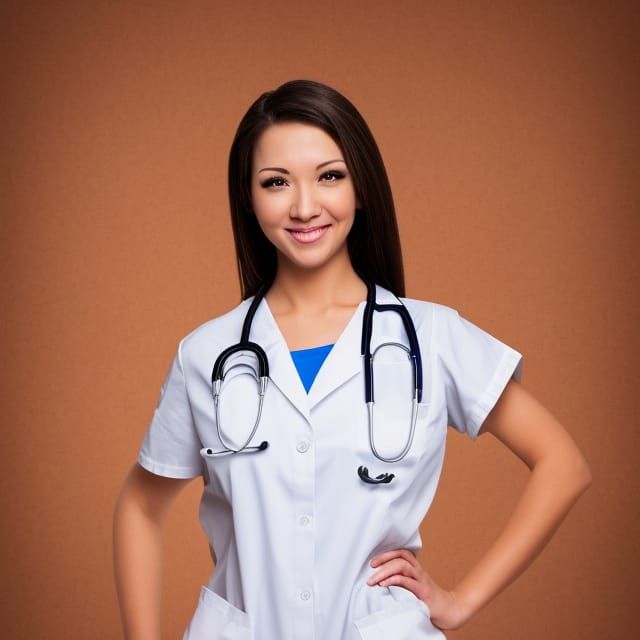 Young Female Doctor Portrait in Revealing Scrubs