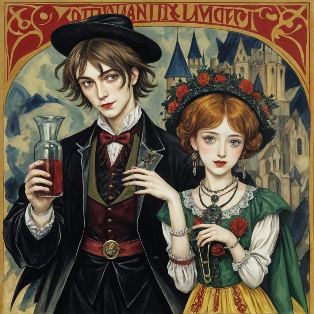 Artistic Vampire Love Potions with Humorous Labels