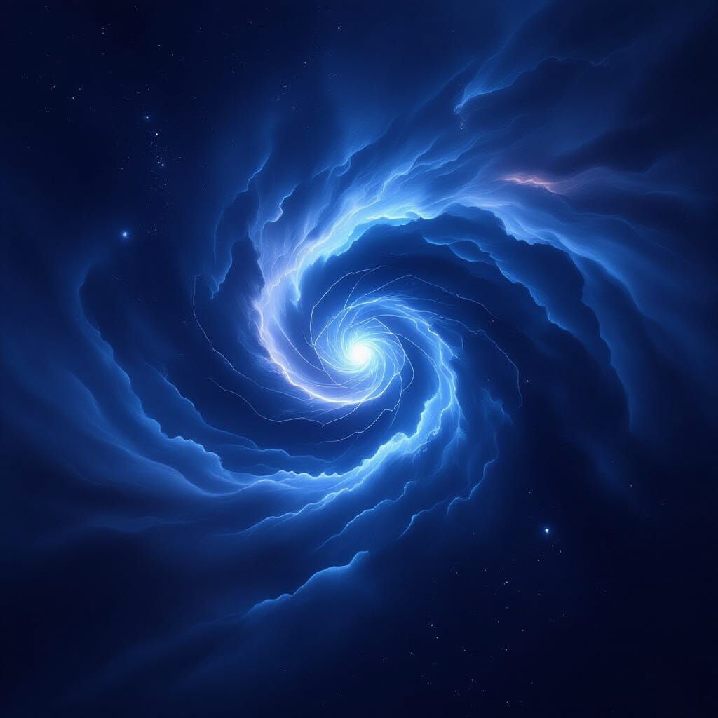 Cosmic Vortex of Dark Nebulae and Ethereal Glow