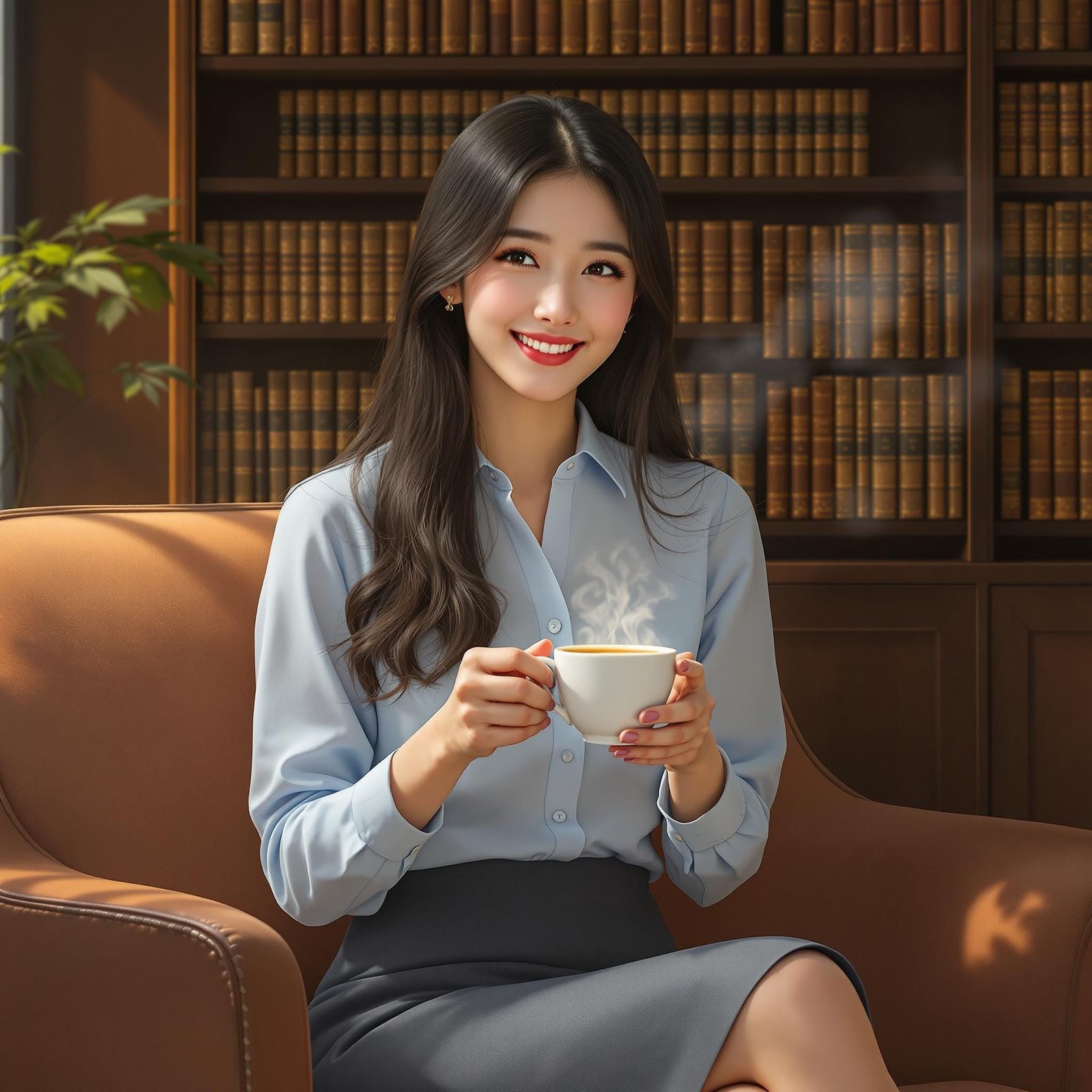 Serene Korean Counselor in Golden Light Realism