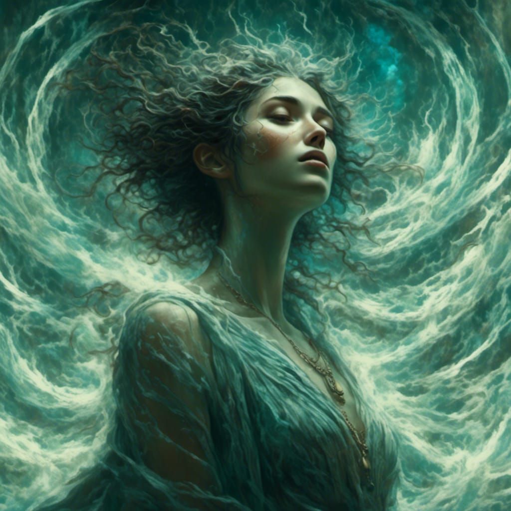 Brooding Figure with Ethereal Faces: 8k Concept Art