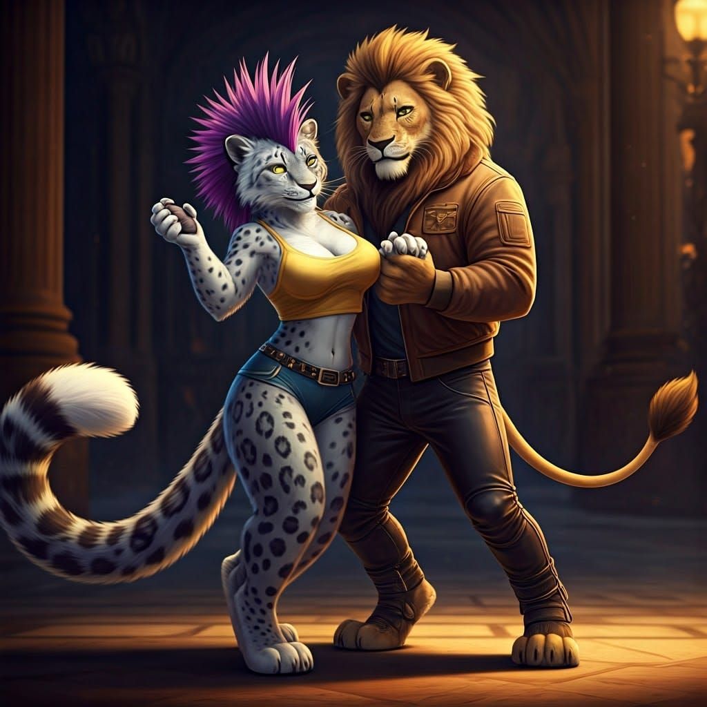 Ethereal Snow Leopard Salsa Dancer in Vibrant Cinematic Styl...