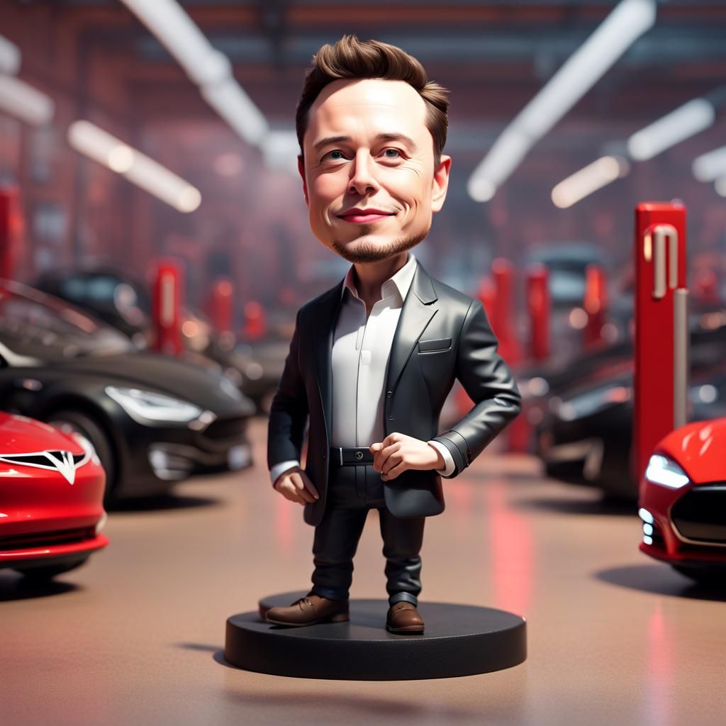 Elon Musk Bobblehead in Pixar Style