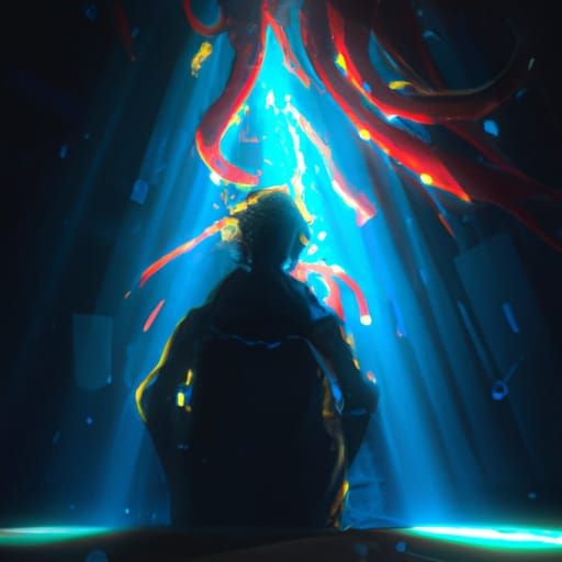 Light Dispersion Piercing Figure in Surreal Digital Art