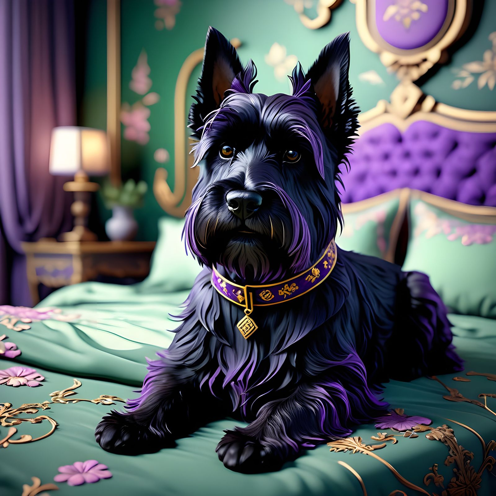 Fantastical Scottish Terrier in Lavender Dreamscape
