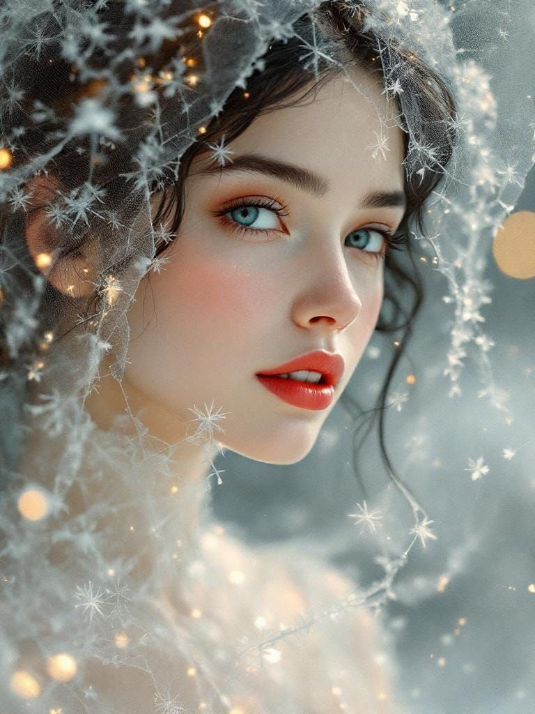 Frost Overlay Portrait in Art Nouveau Style