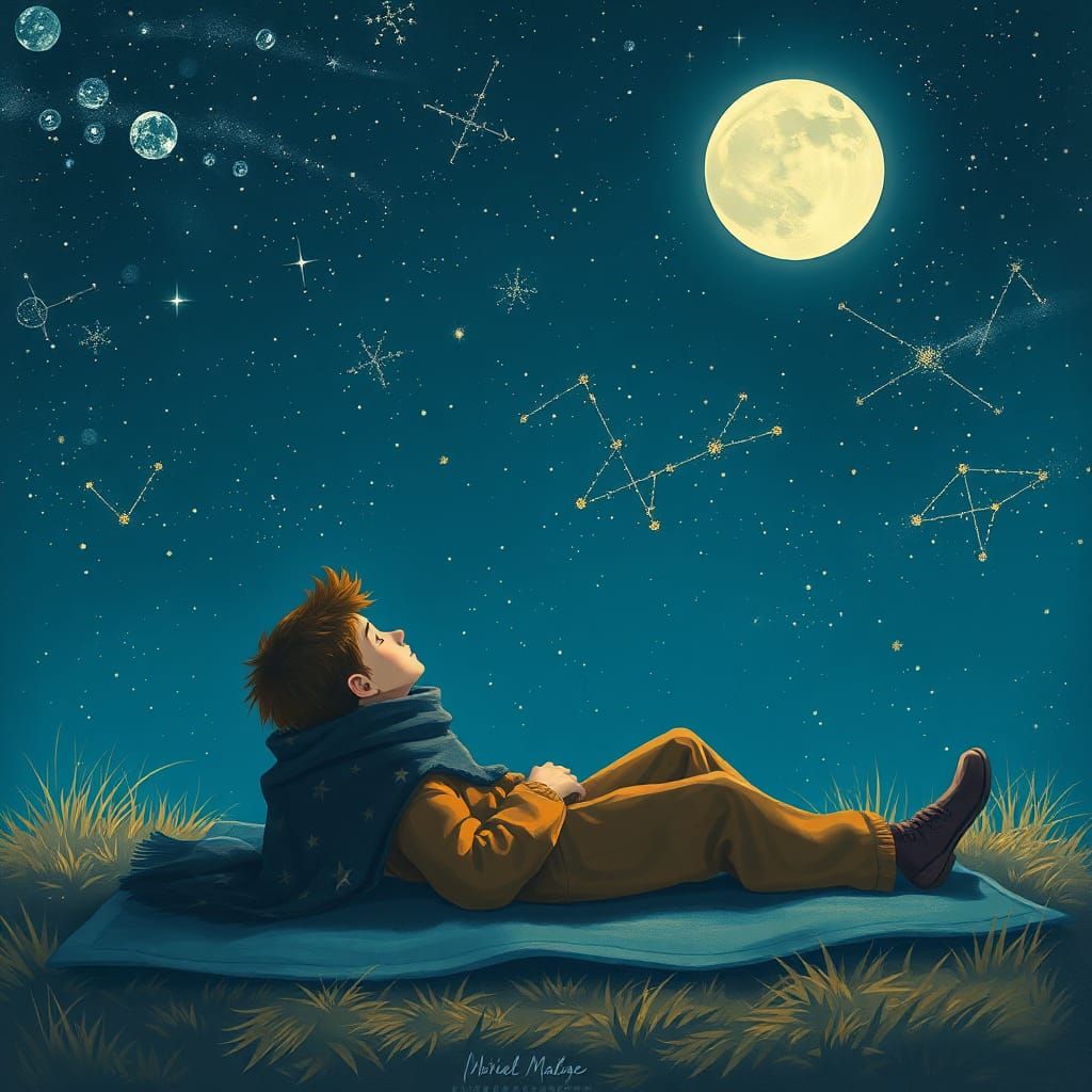 Dreamlike Stargazing in Ethereal Digital Art Style