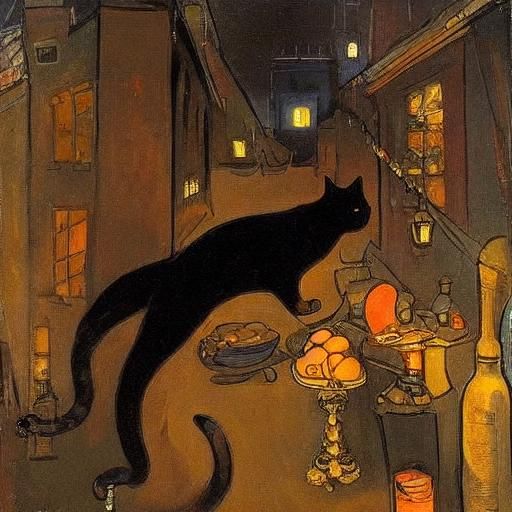 Cat's Night Flight, Inspired by Avant-Garde Art