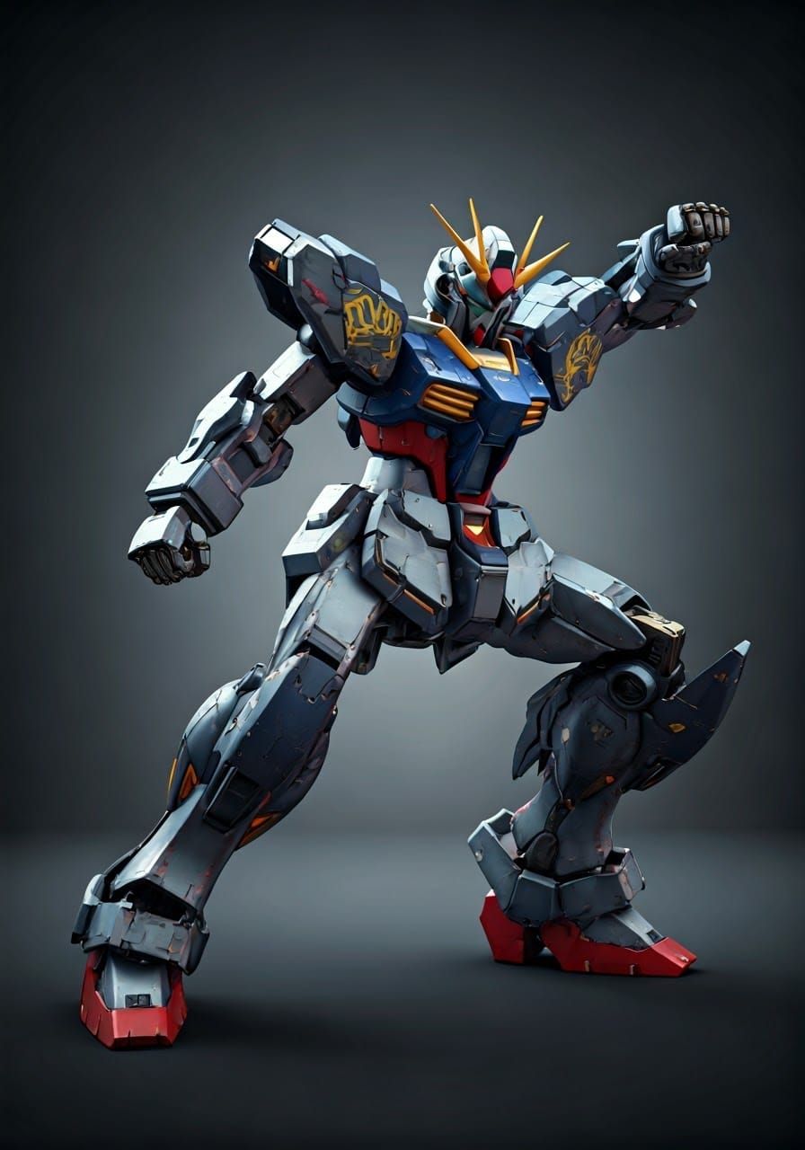 Futuristic Gundam Robot Posing in Hip-Hop Style