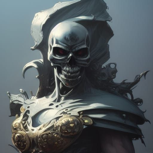 Detailed Skull Knight Portrait in Digital Art Style