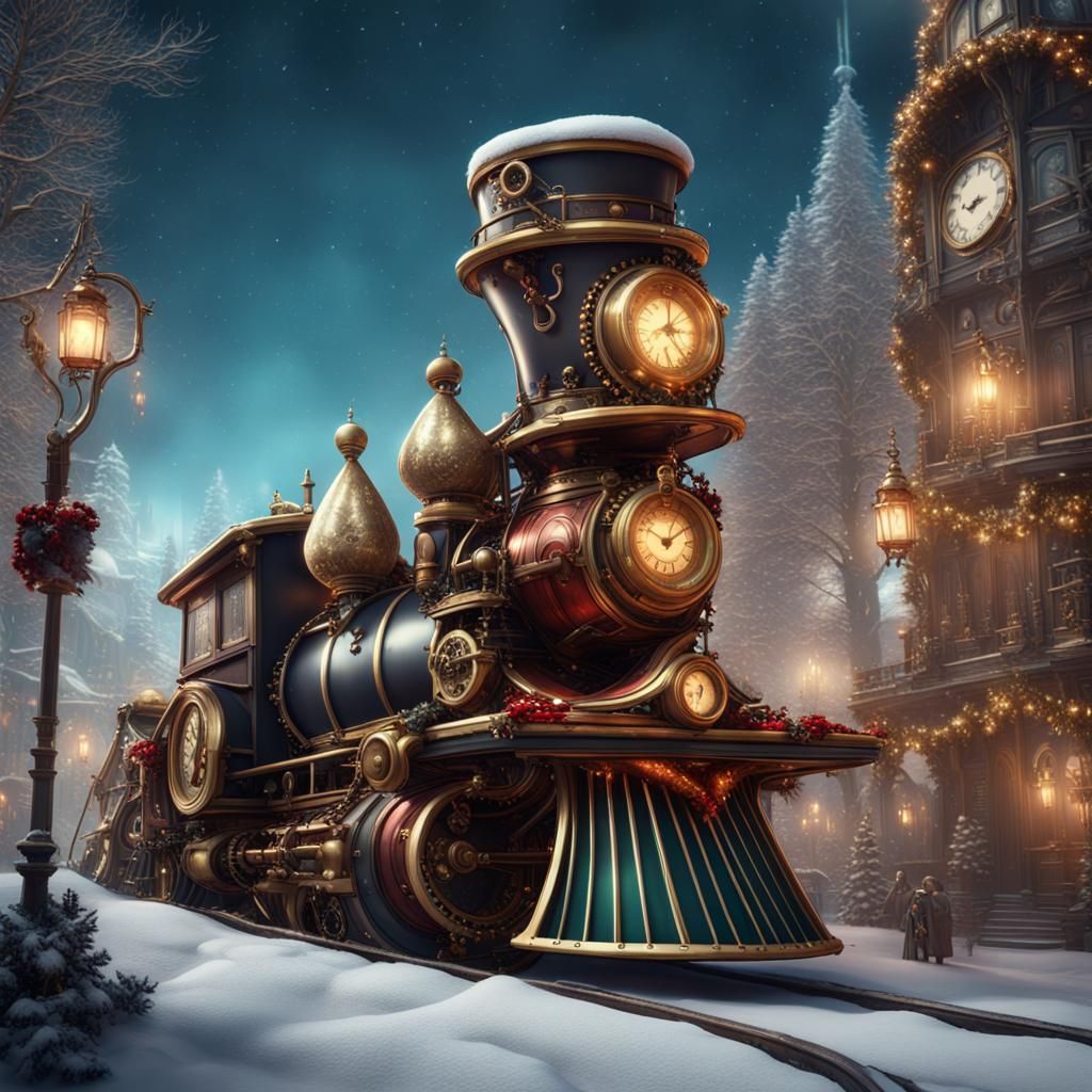 Steampunk Mother Christmas Detailed Matte Painting