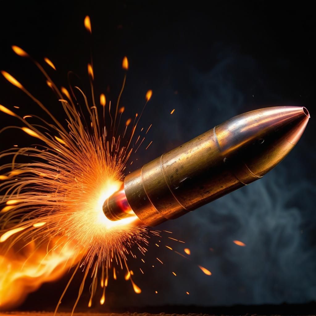 Fiery Bullet Projectile in Macro Shot