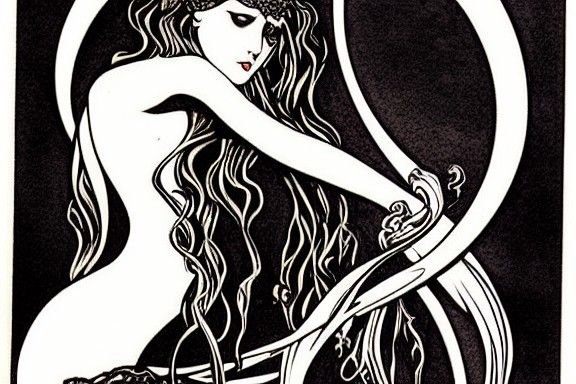 Eldritch Art Nouveau Dancer in Shadows